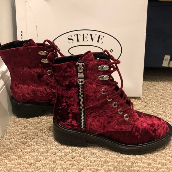 Steve Madden Shoes - NWOT Steve Madden Velvet Burgundy Boots
